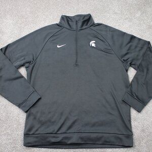 Nike Michigan State Sweatshirt Mens Large Gray 1/4 Zip Spartans Long Sleeve